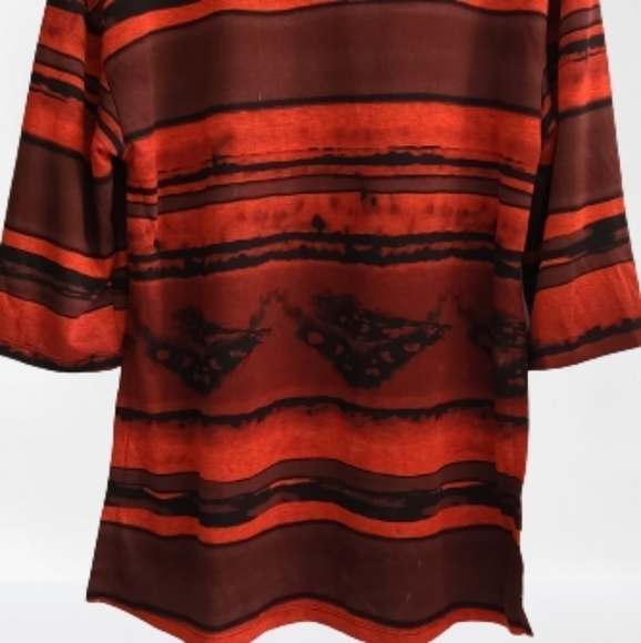 ARTEX Red & Black Cowl Neck 3/4 Sleeve Top Size Small NWT - Picture 6 of 7